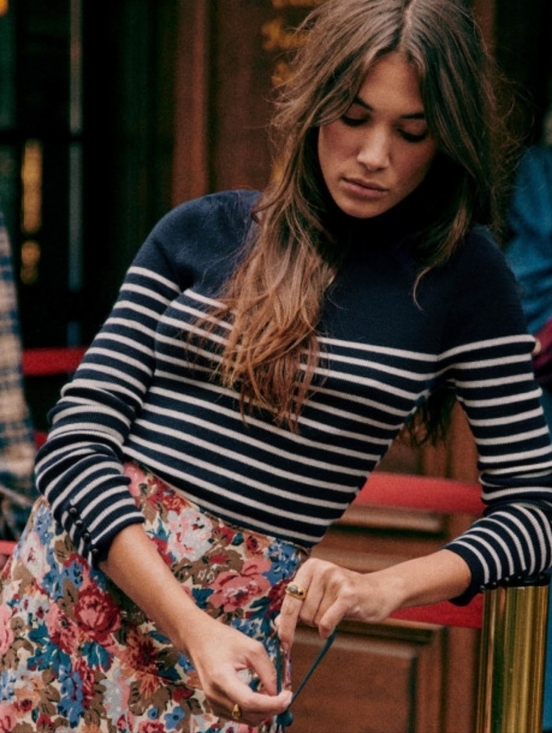 Sezane Sweaters - Sezane Navy And White Simon Jumper Sweater Size S